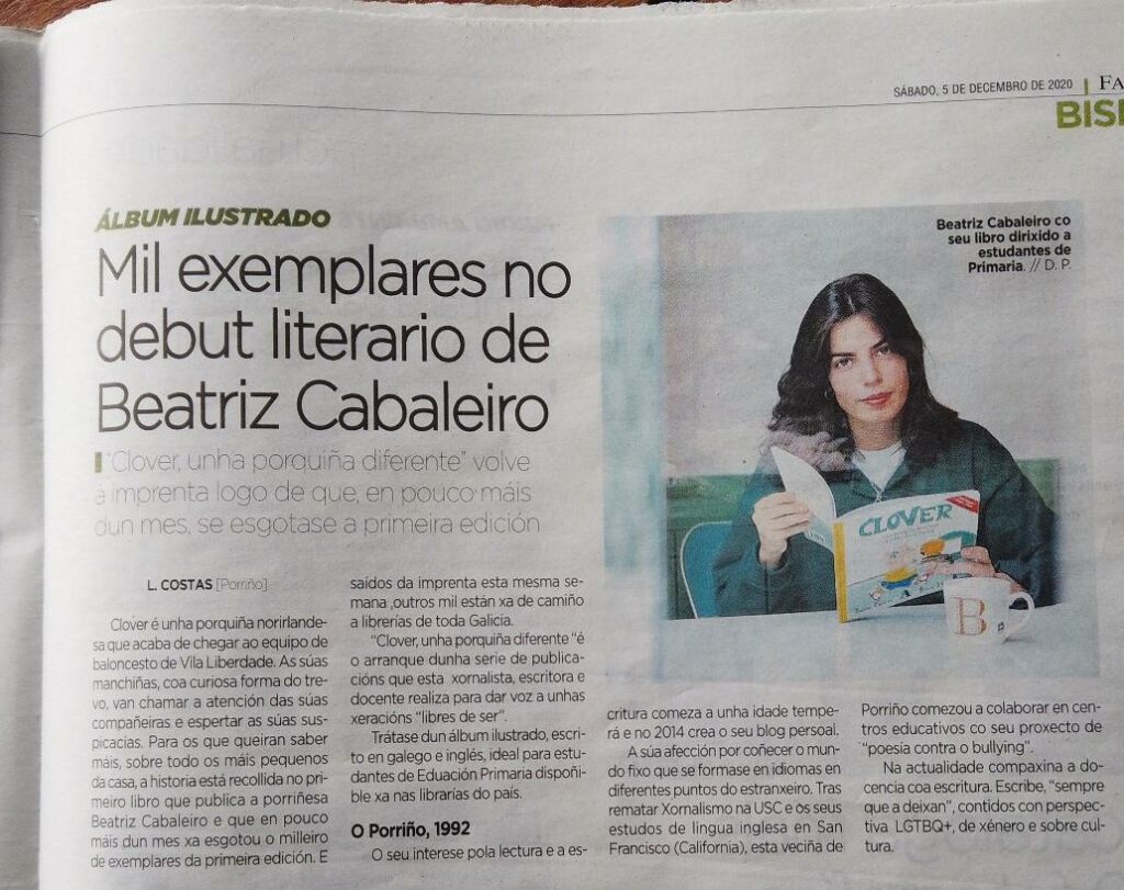 debut literario Beatriz Cabaleiro - Clover unha porquiña diferente